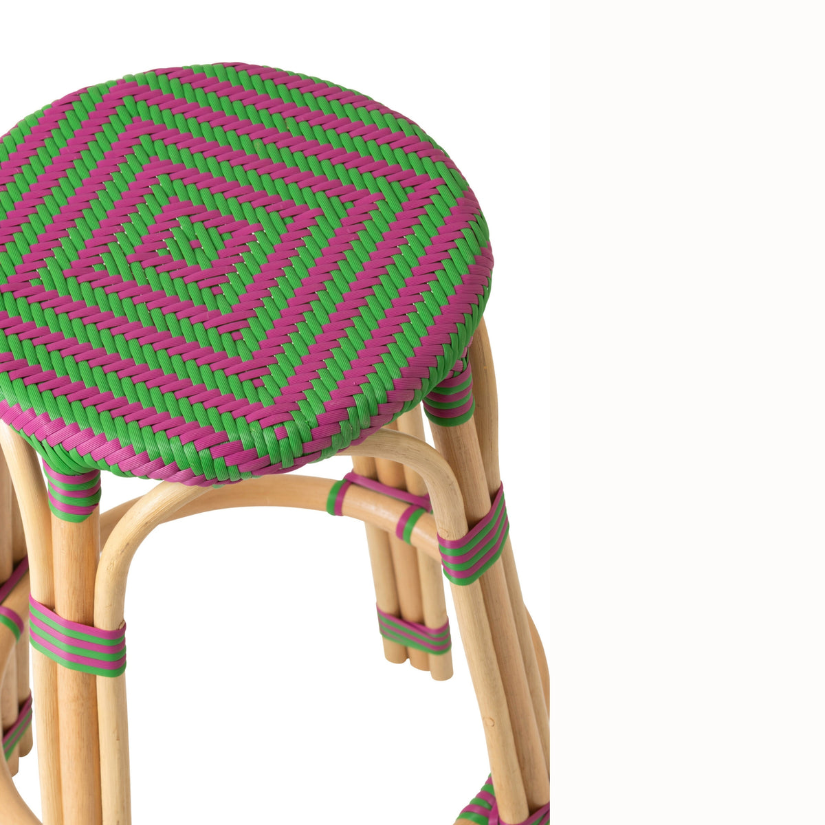 Outdoor Bar Stool Geo Round Rattan Pink/Green J-Line