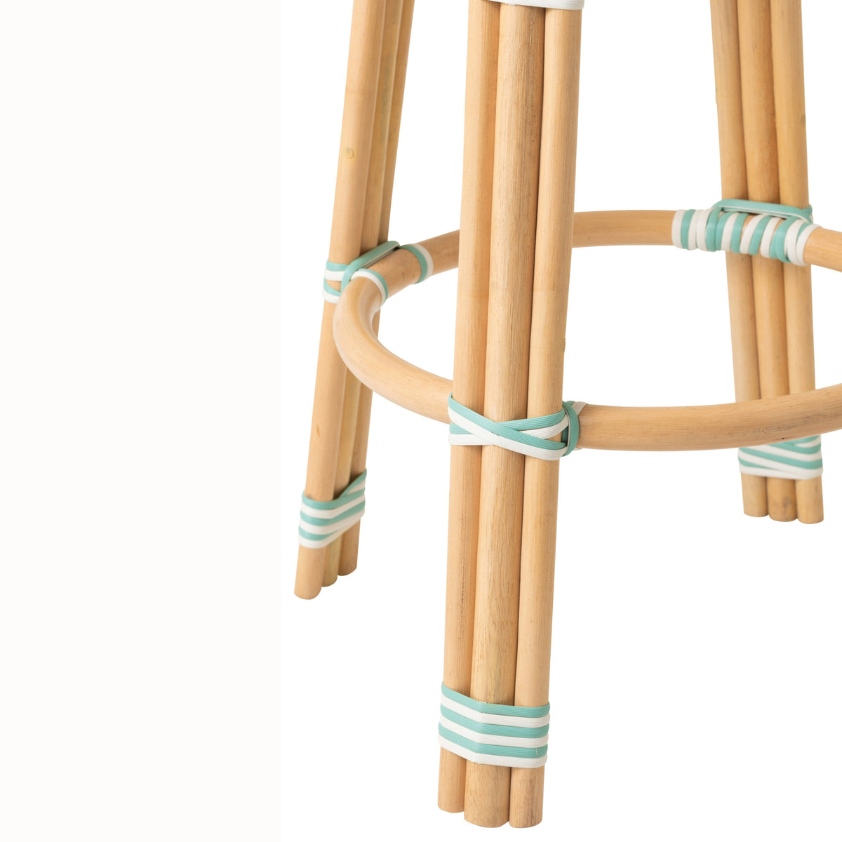 Outdoor Bar Stool Geo Round Rattan Light Blue/White J-Line