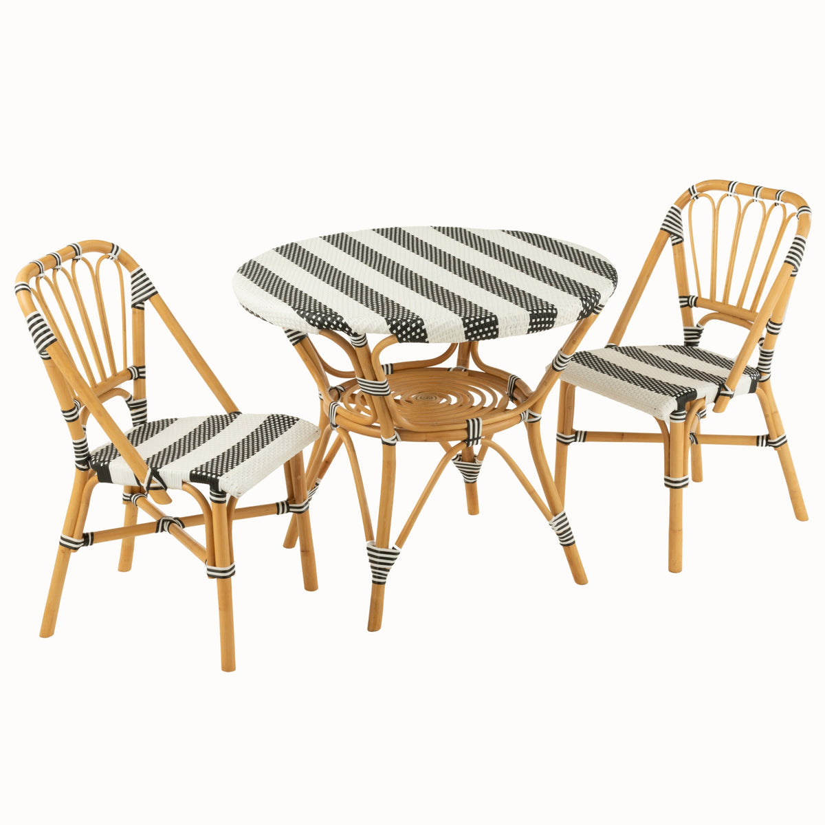 Dining Table Rattan Black/White J-Line