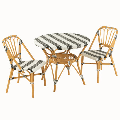 Dining Table Rattan Black/White J-Line