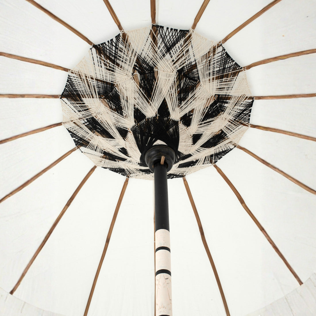 Flavie Wood/Cotton Parasol Ecru/Black J-Line