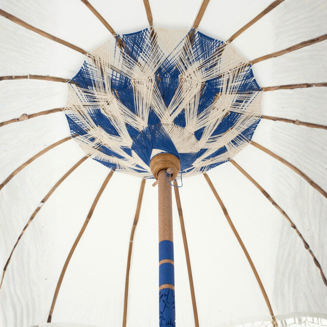 Parasol Flavie Wood/Cotton Ecru/Blue J-Line