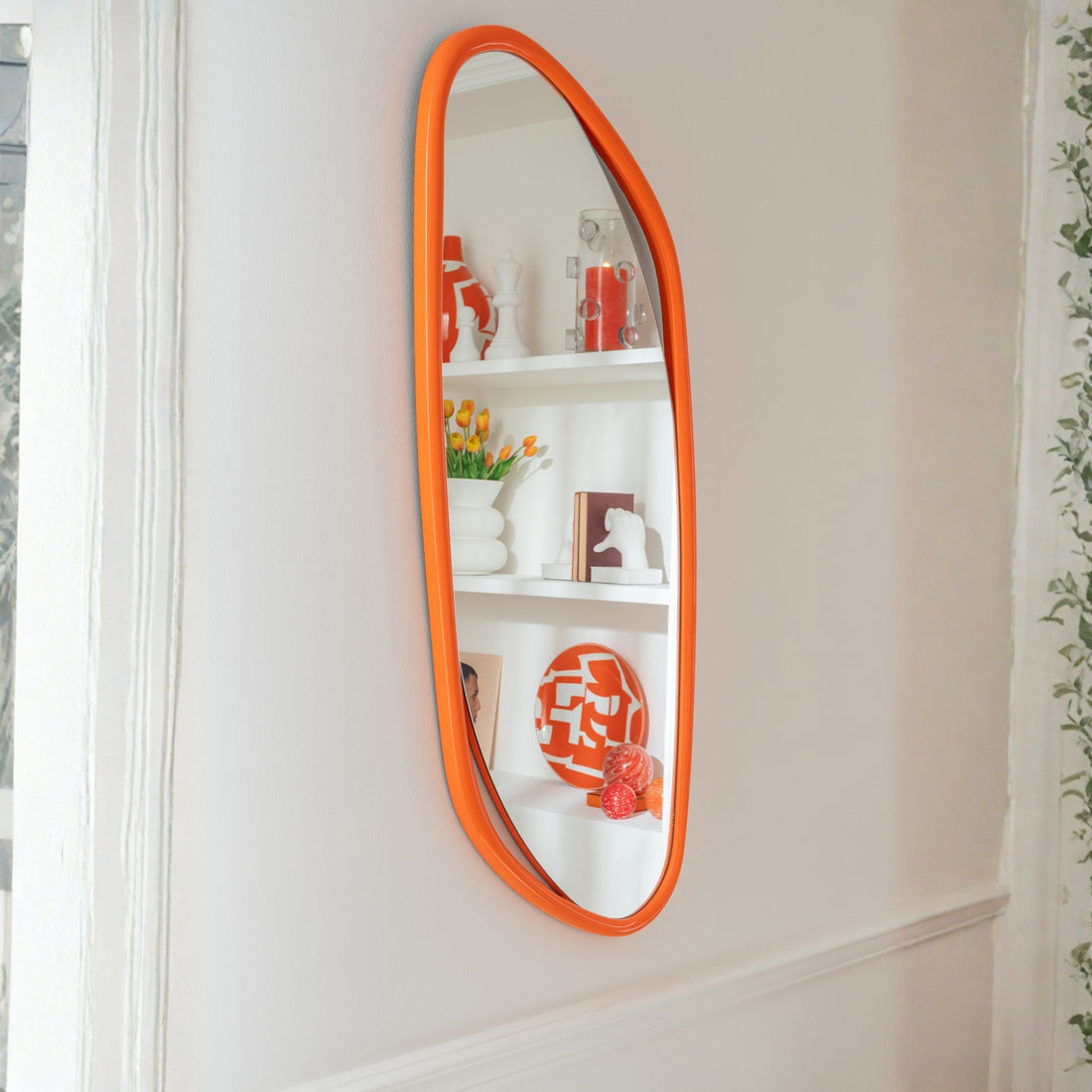 Irregular Wall Mirror MDF/Paint Orange J-Line