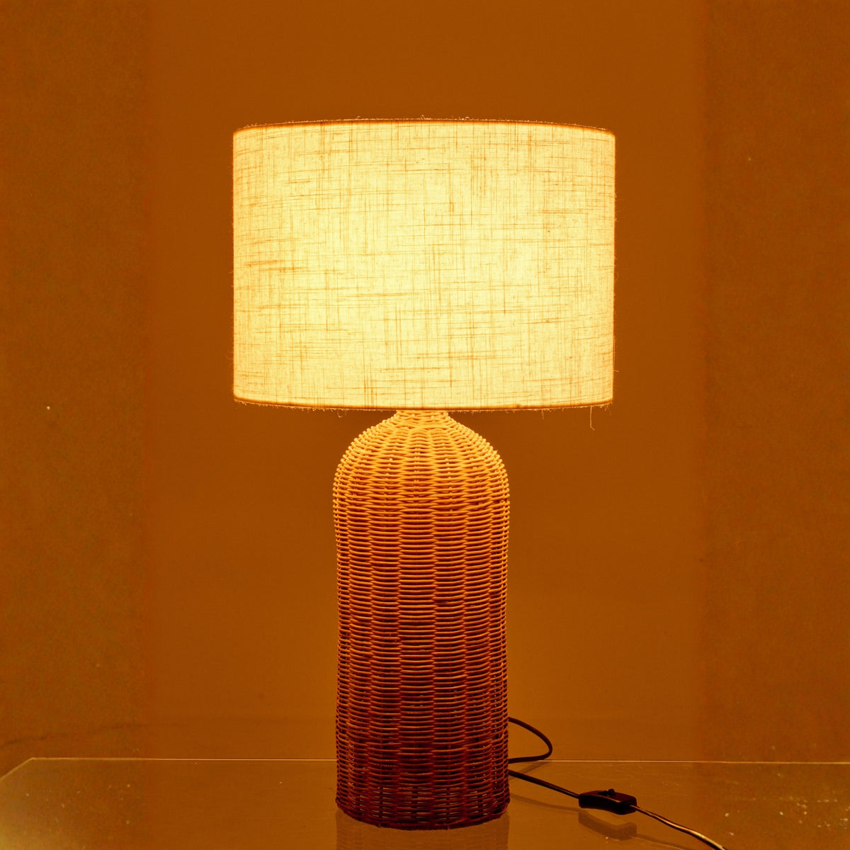 Table Lamp Cylinder Metal Natural/Ecru Small J-Line