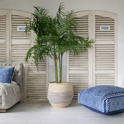 Pouf Mosaic Cotton Blue/White J-Line