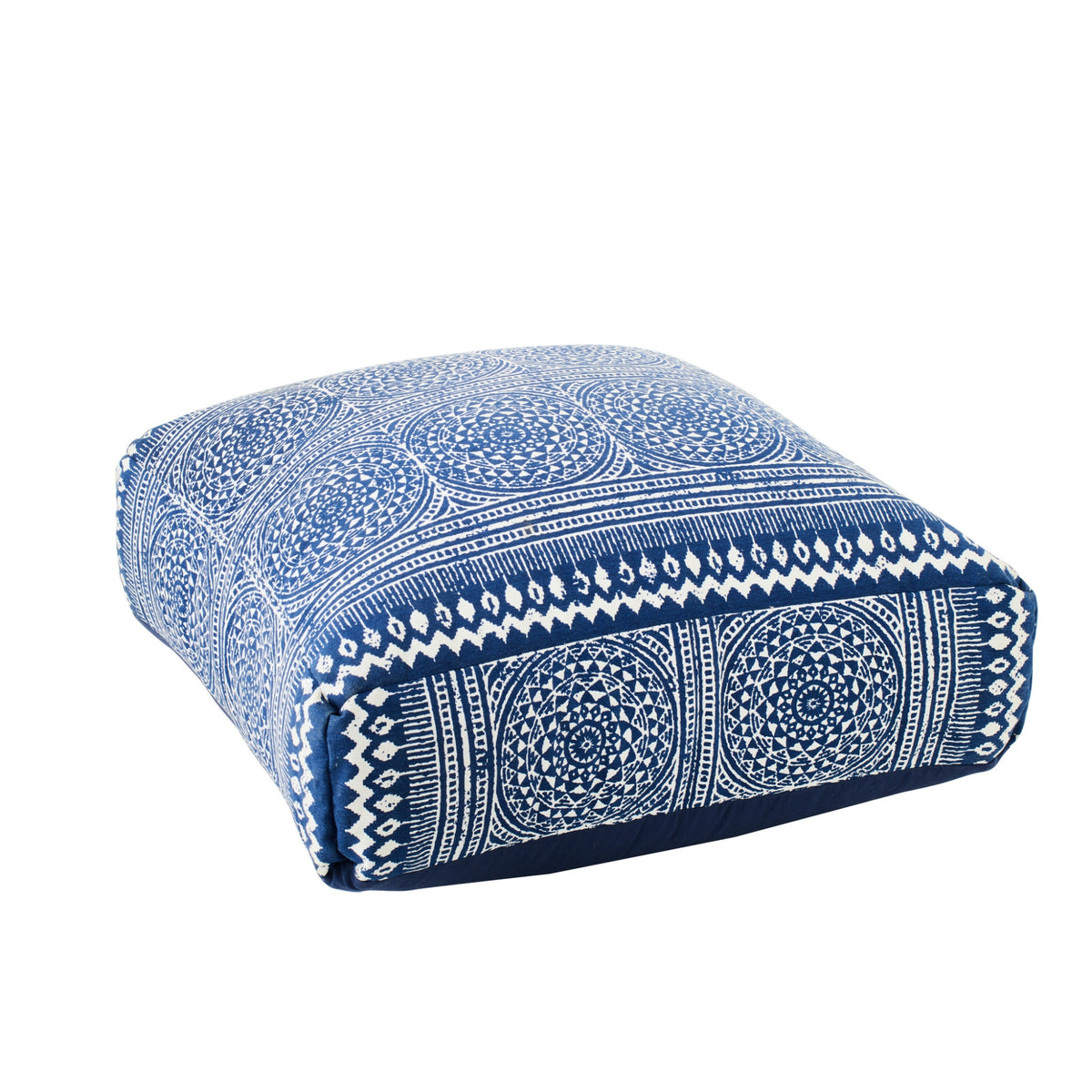 Pouf Mosaic Cotton Blue/White J-Line