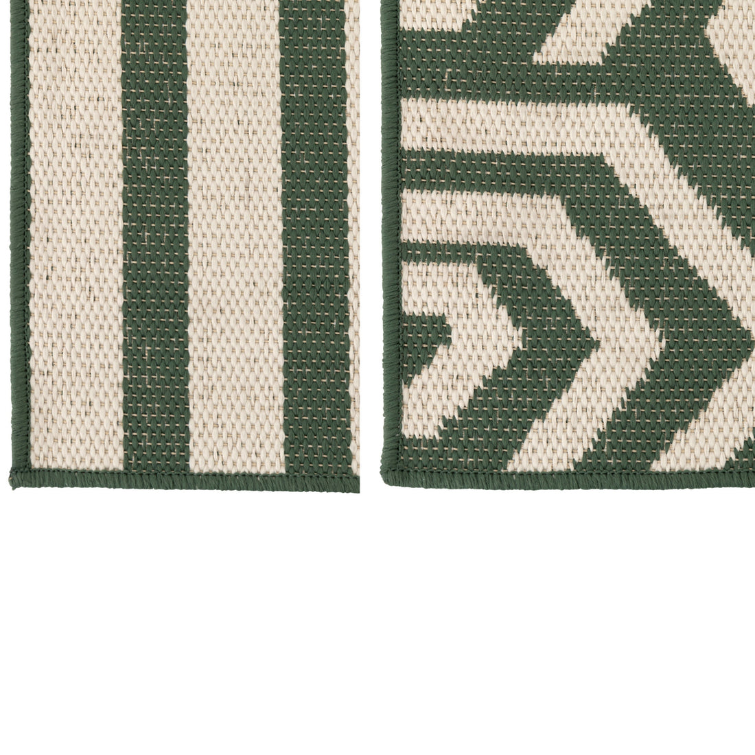 Outdoor Rug Stripes + Spirals Polypropylene Dark Green/White Assortment Of 2