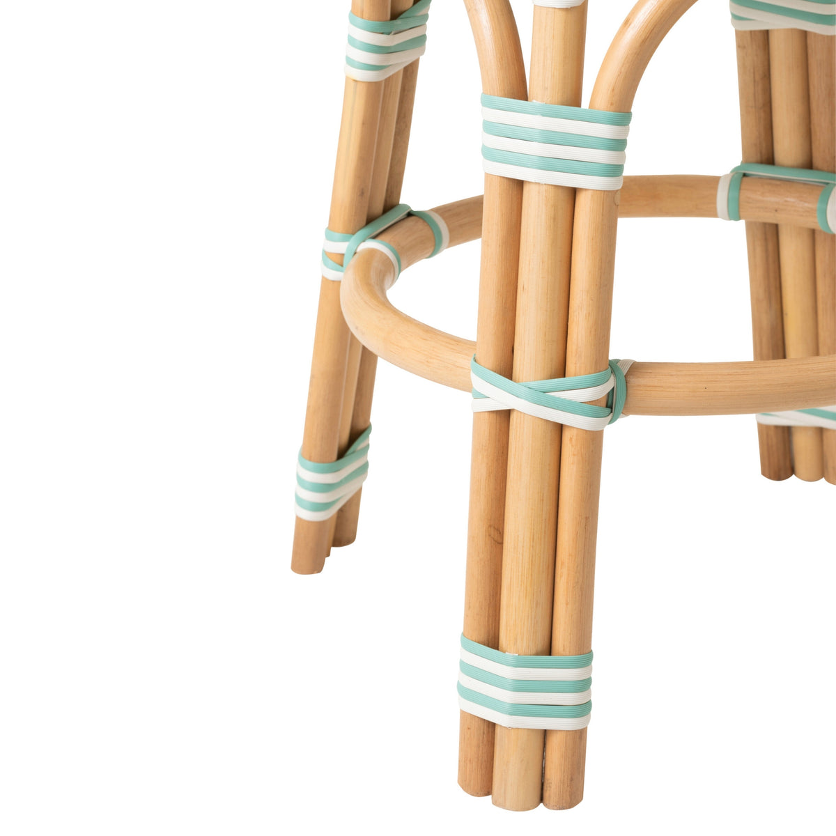 Stool Striped Rattan Light Blue/White J-Line