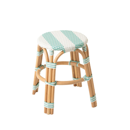 Stool Striped Rattan Light Blue/White J-Line