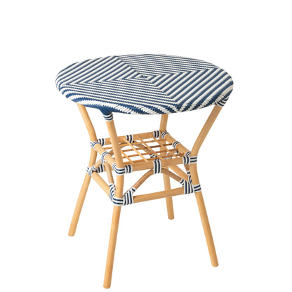 Outdoor Dining Table Geo Round Rattan Blue/White J-Line