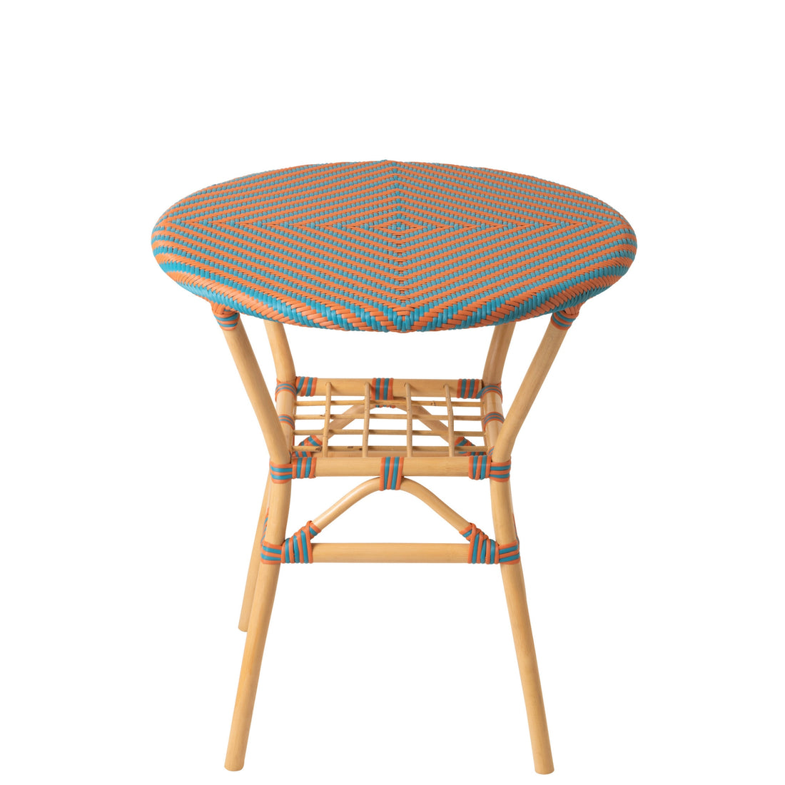 Outdoor Dining Table Geo Round Rattan Orange/Turquoise J-Line