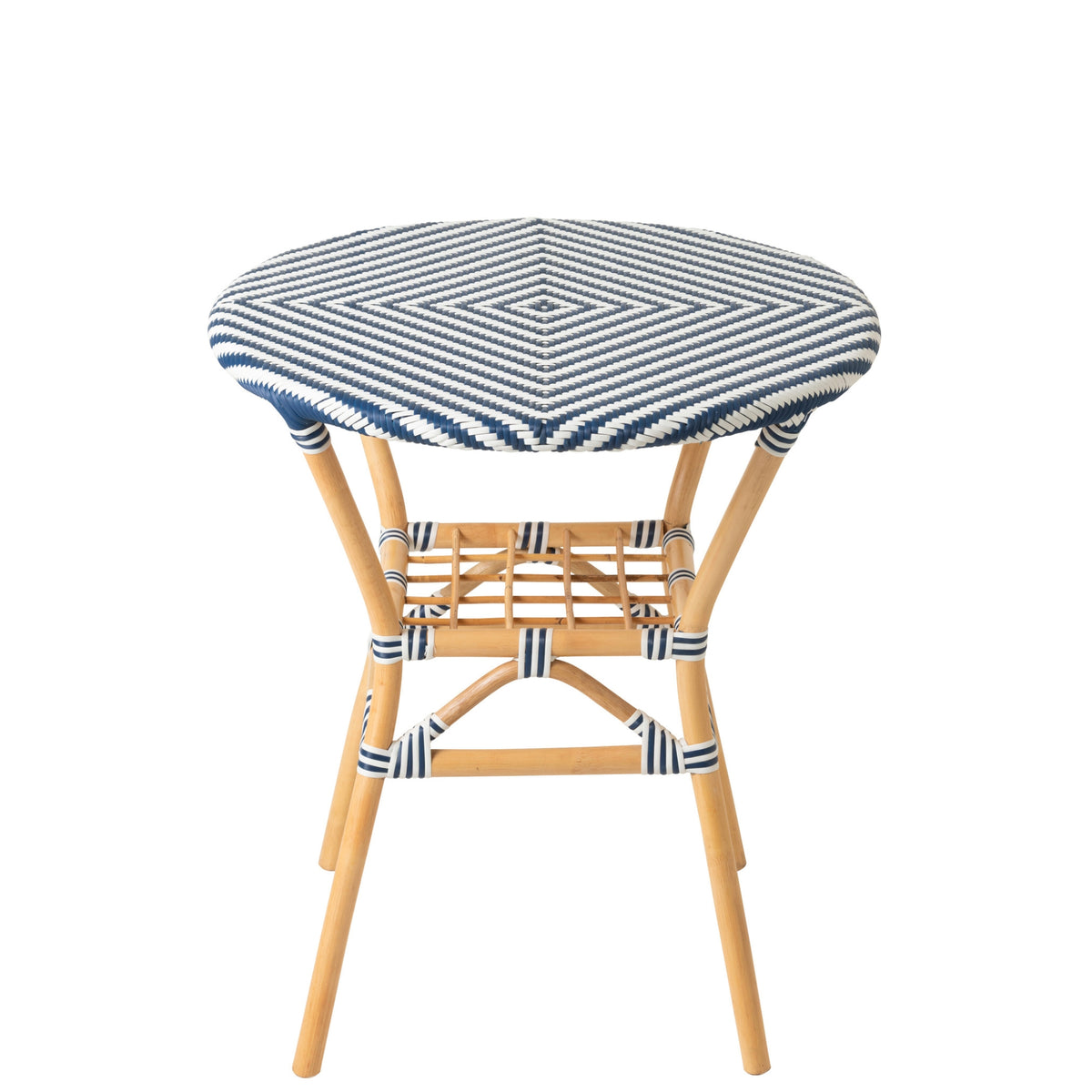 Outdoor Dining Table Geo Round Rattan Blue/White J-Line