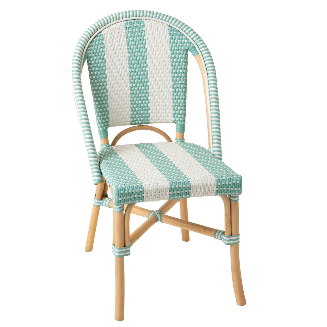Chair Striped Rattan Light Blue/White J-Line
