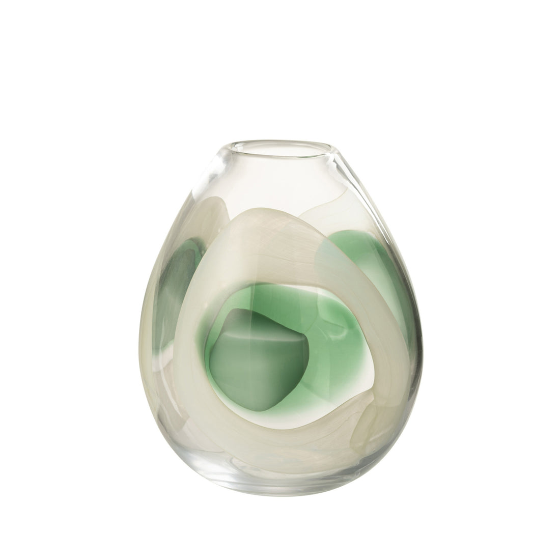 Vase Livy Glass Green/White/Transparent Medium Ø20.5xH25.5cm J-Line