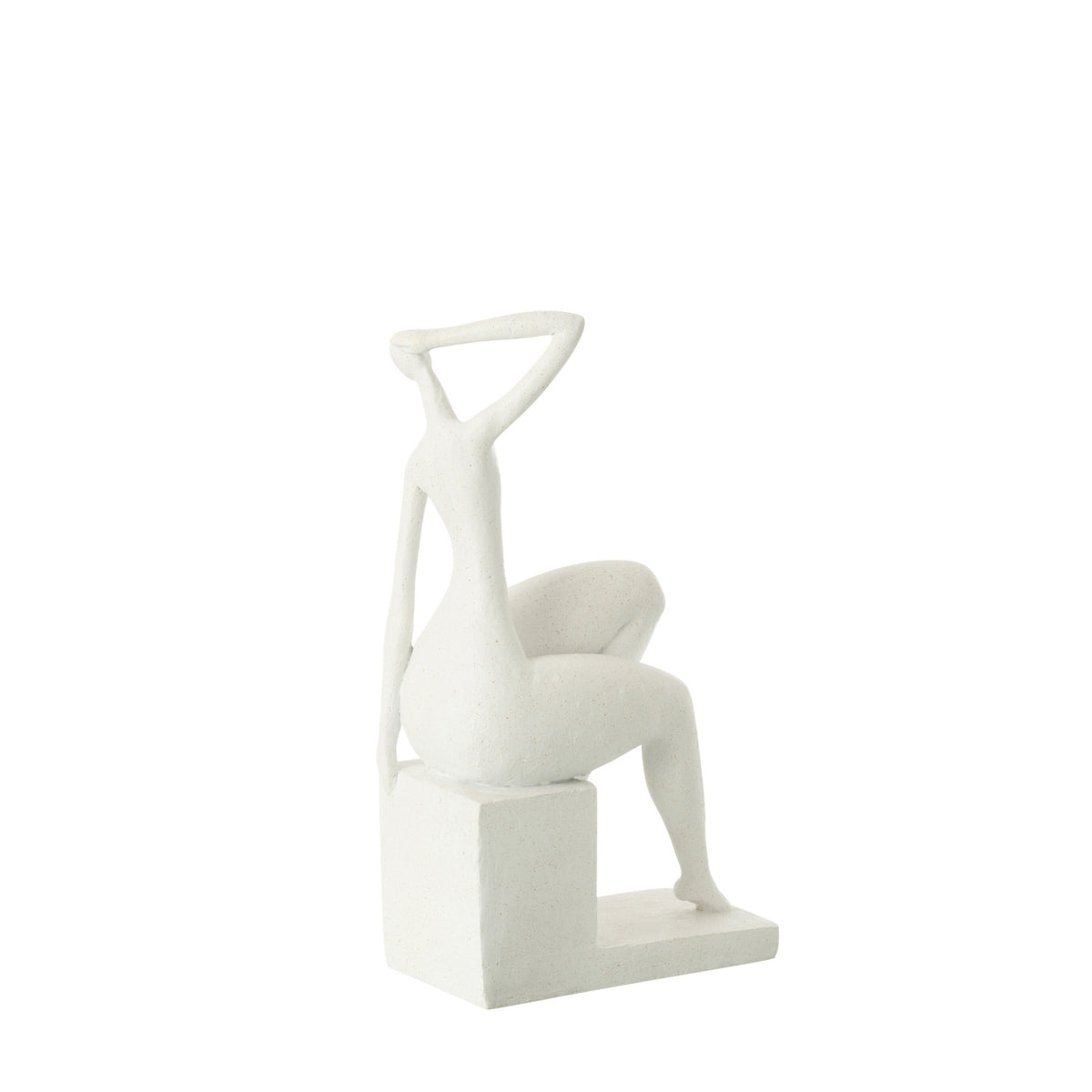 Lady Sitting On Square Resin Mat White J-Line