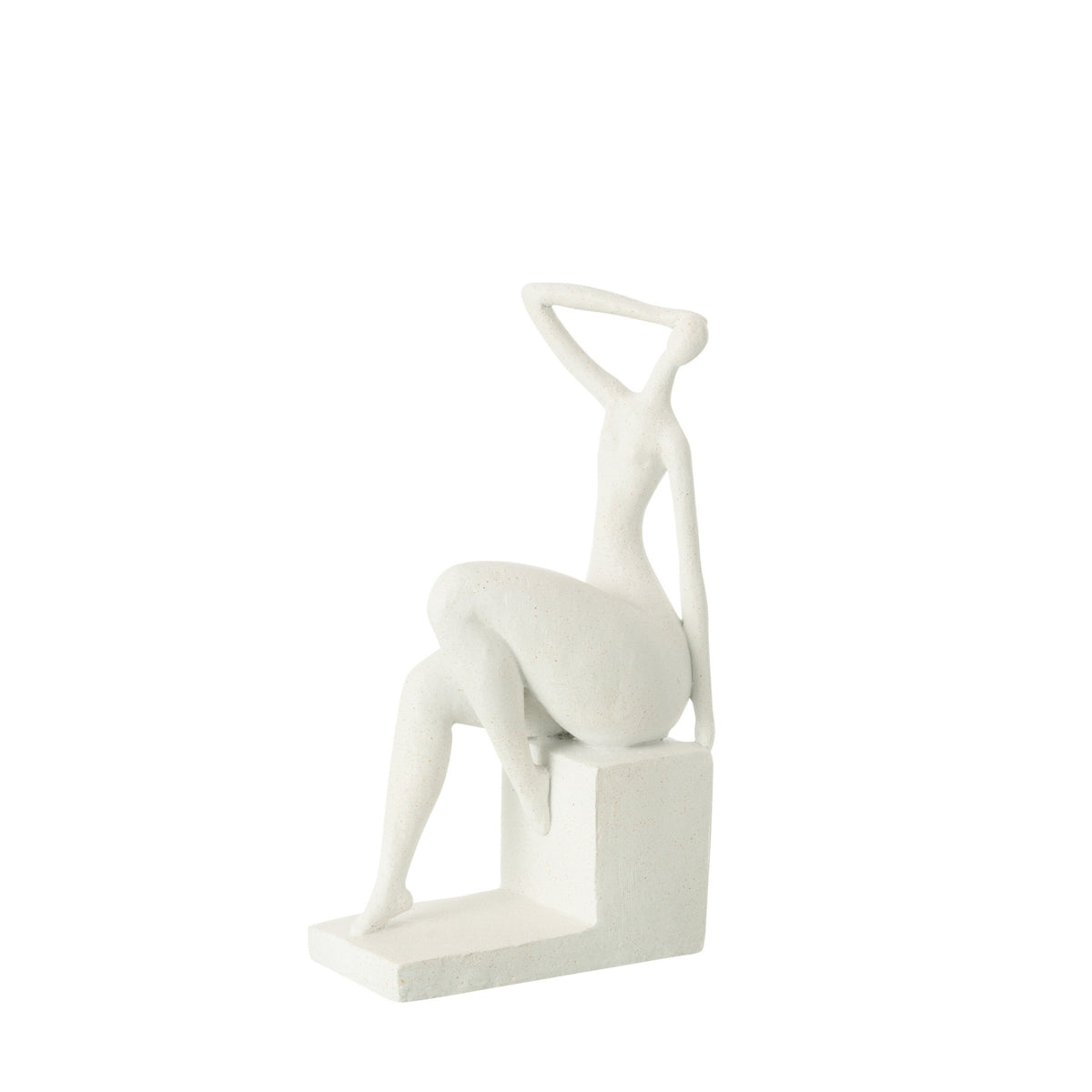 Lady Sitting On Square Resin Mat White J-Line