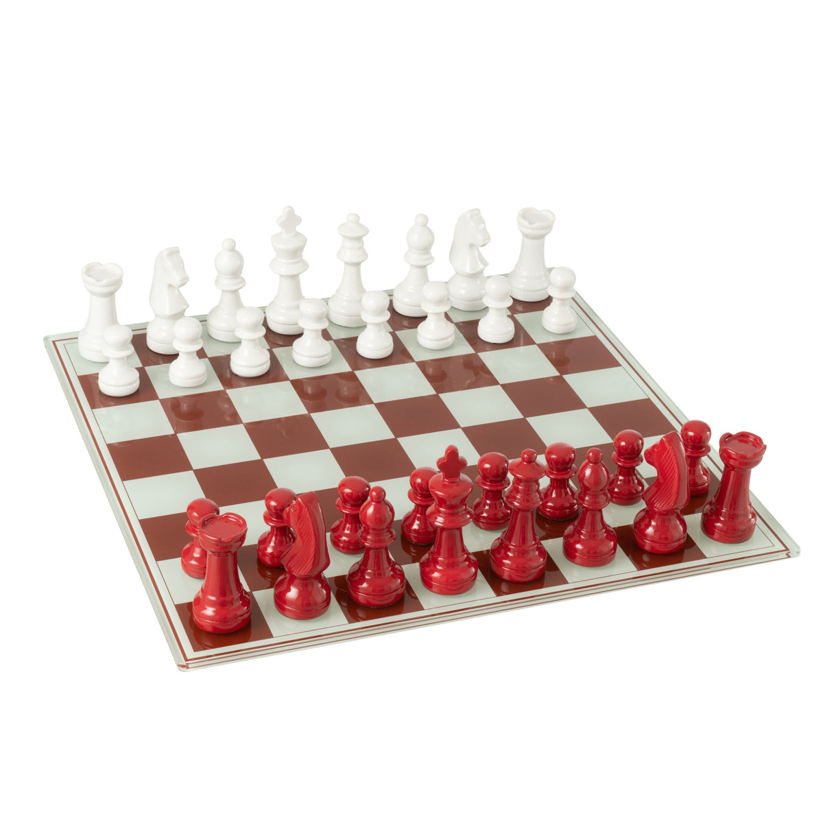 Chess Set Polyresin White/Christmas Red J-Line