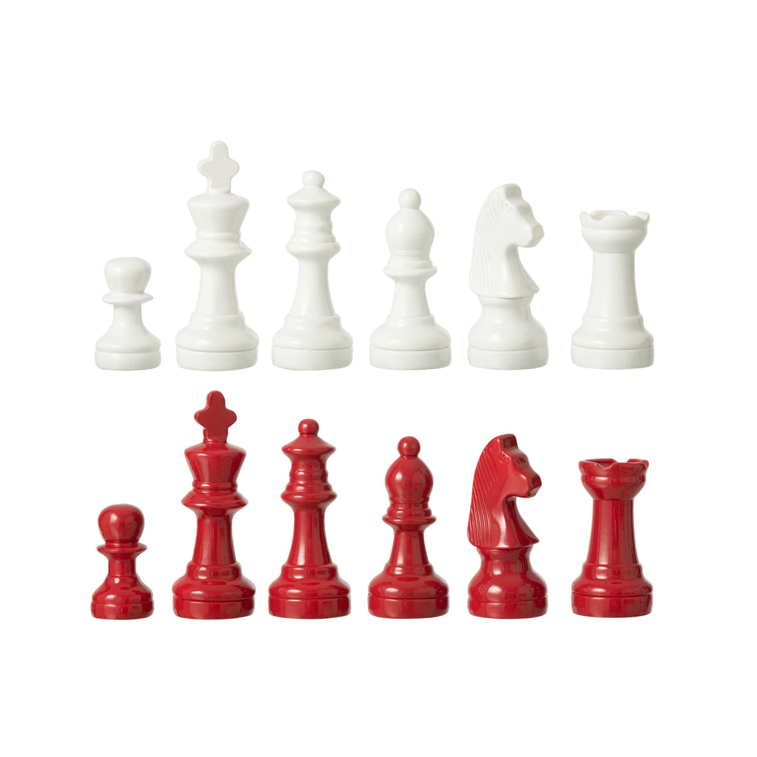 Chess Set Polyresin White/Christmas Red J-Line