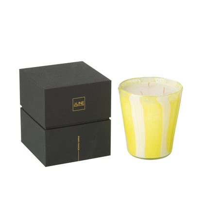 Noa Striped Yellow Scented Candle Medium - 68 Hours J-Line