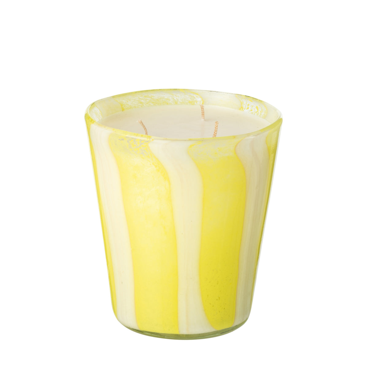 Noa Striped Yellow Scented Candle Medium - 68 Hours J-Line
