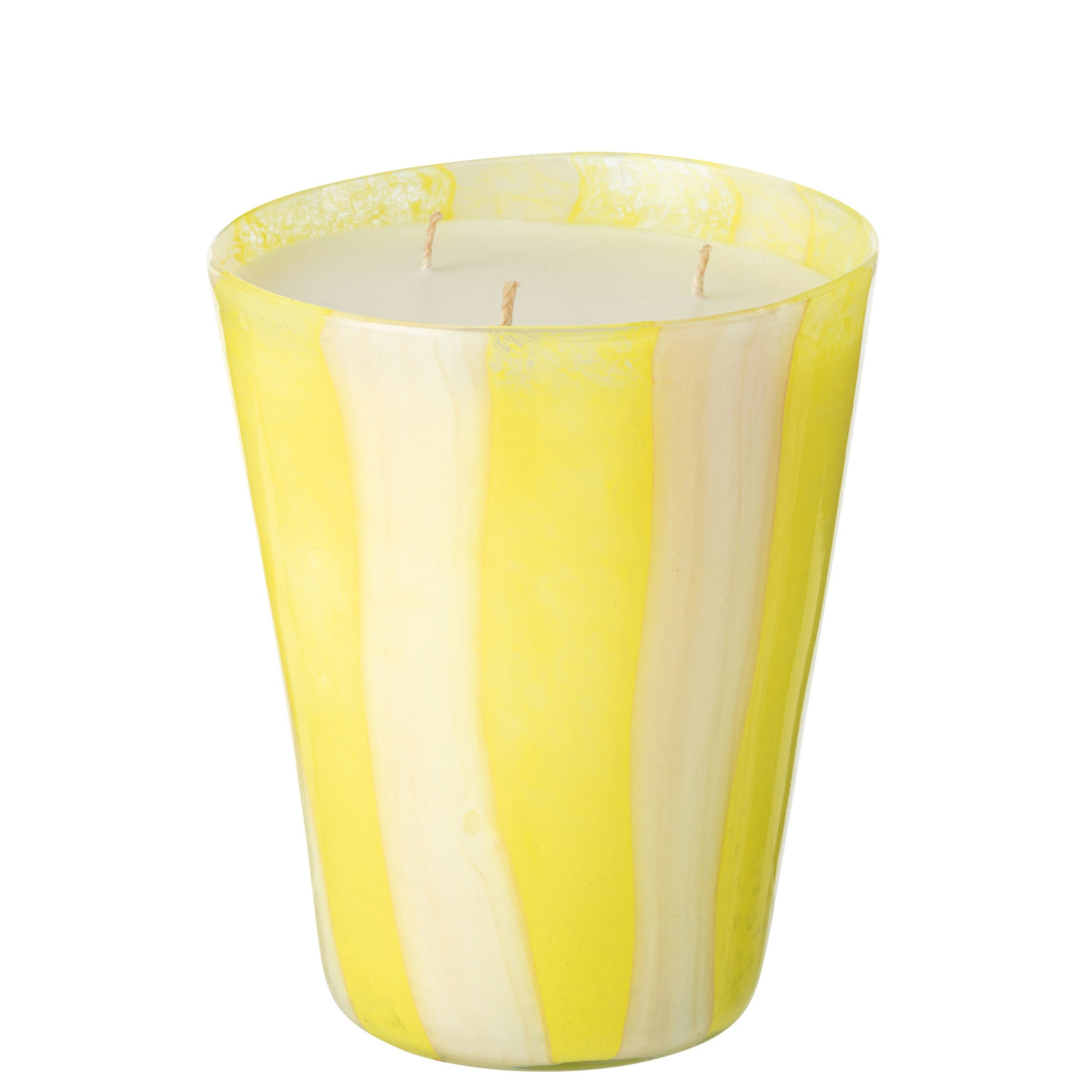 Noa Striped Yellow Scented Candle Large - 95 Hours J-Line