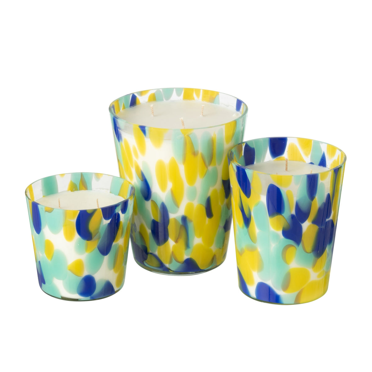 Scented Candle Noa Blue/Yellow Large -95 hours J-Line
