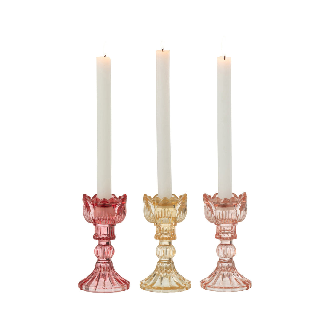 J-Line Roos Warm Glass Mix Set of 3 Candle Holders