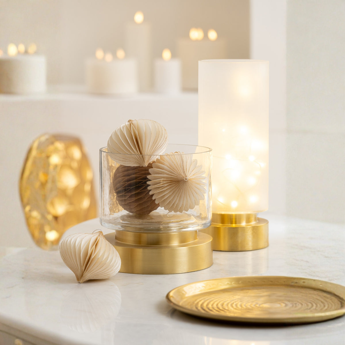 Pia Half Gold Medium Candle Holder Set of 2