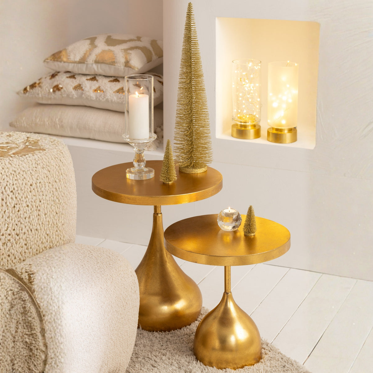 Pia Half Gold Medium Candle Holder Set of 2