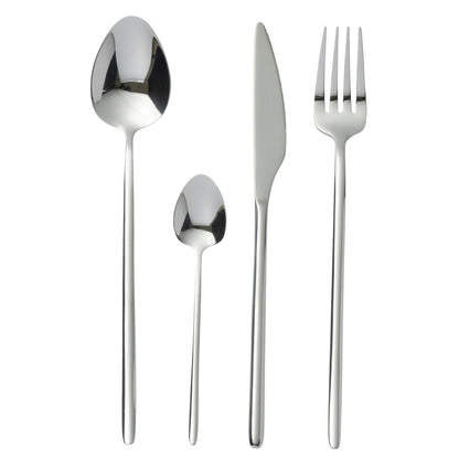 Cutlery Set Box C 24 Pieces Stainless Steel Shiny Silver J-Line