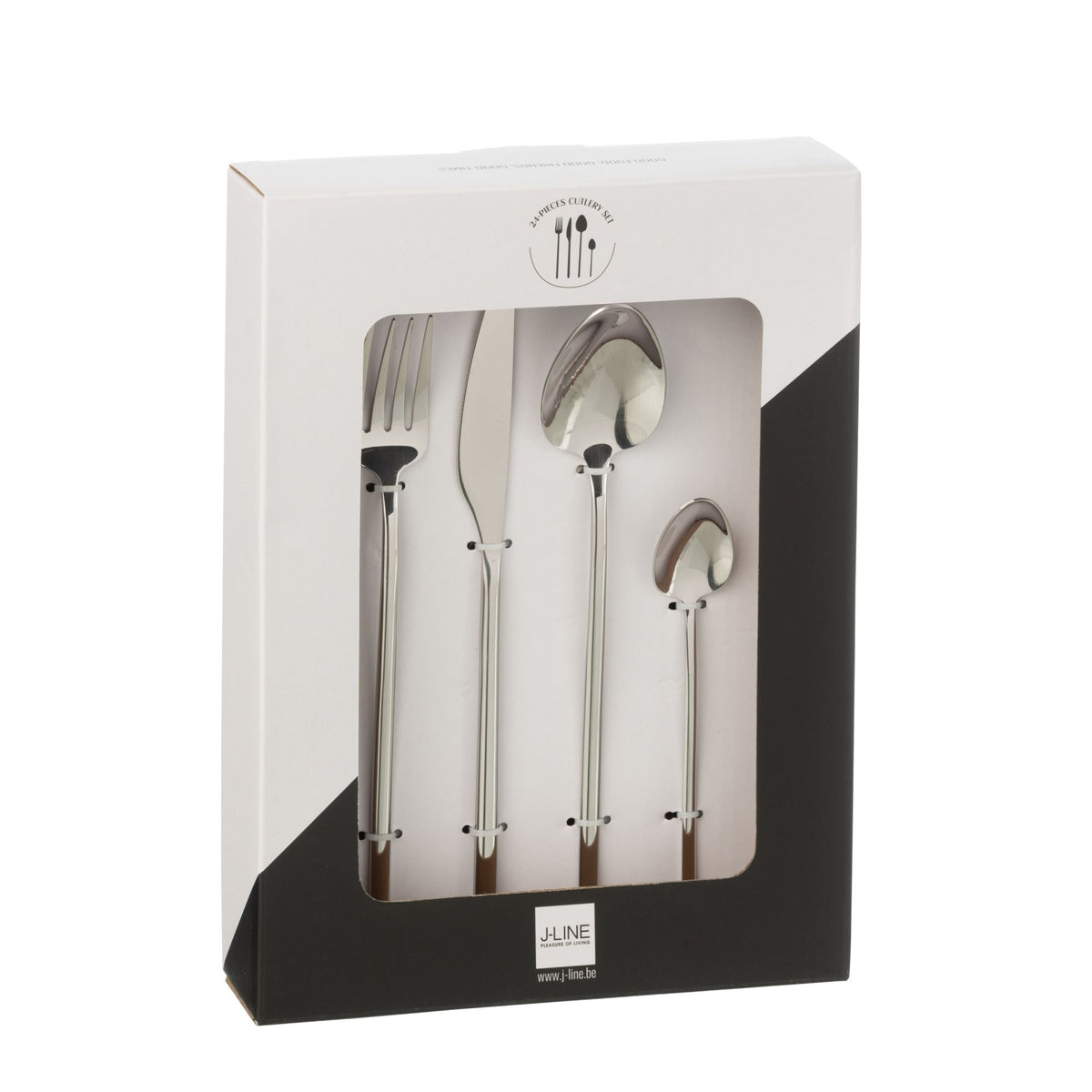 Cutlery Set Box C 24 Pieces Stainless Steel Shiny Silver J-Line