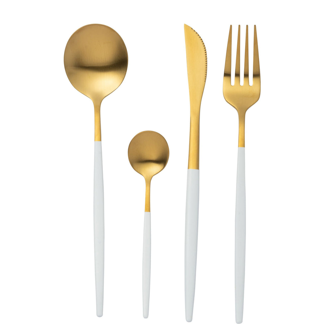 Cutlery Set Box A 24 Pieces Stainless Steel Gold White J-Line