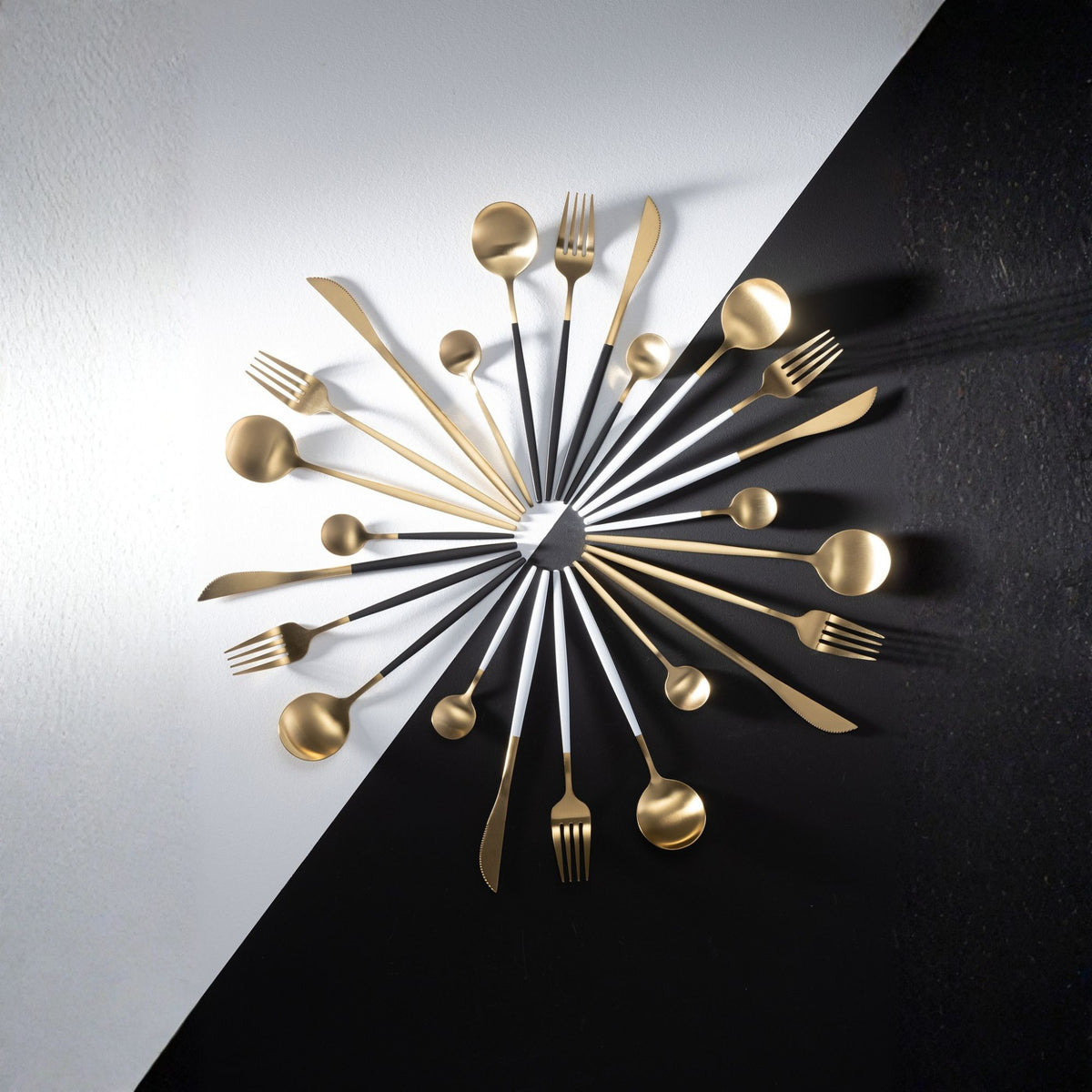 Cutlery Set Box A 24 Pieces Stainless Steel Gold White J-Line