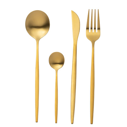 Cutlery Set Box A 24 Pieces Stainless Steel Matte Gold J-Line