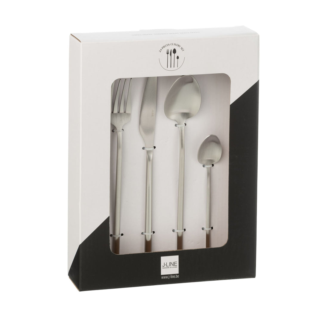 Cutlery Set Box C 24 Pieces Stainless Steel Matte Silver J-Line