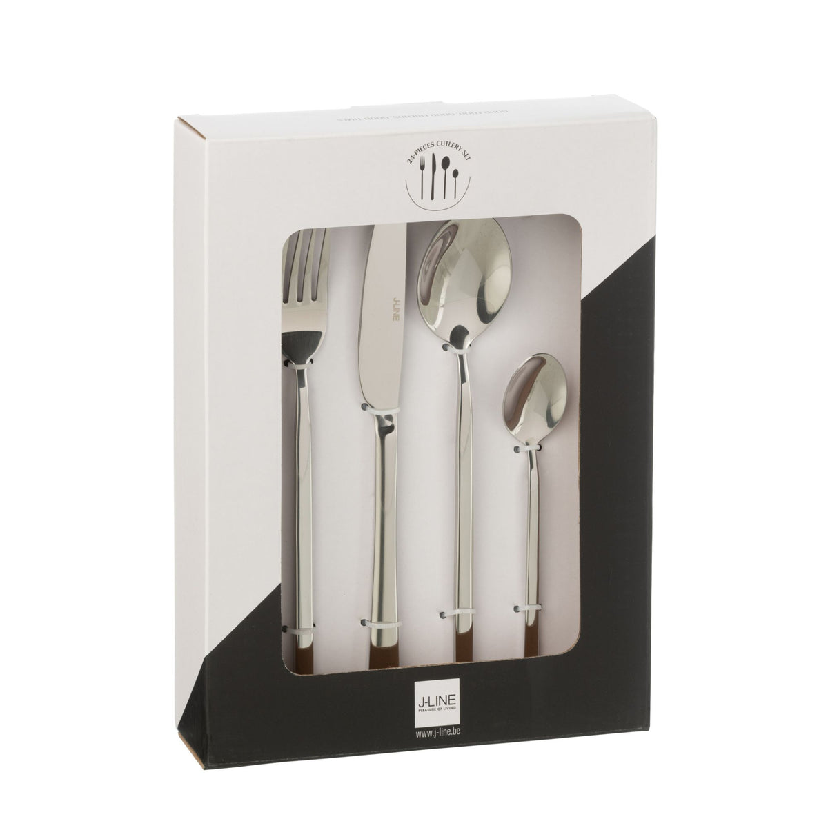 Cutlery Set Box B 24 Pieces Stainless Steel Shiny Silver J-Line
