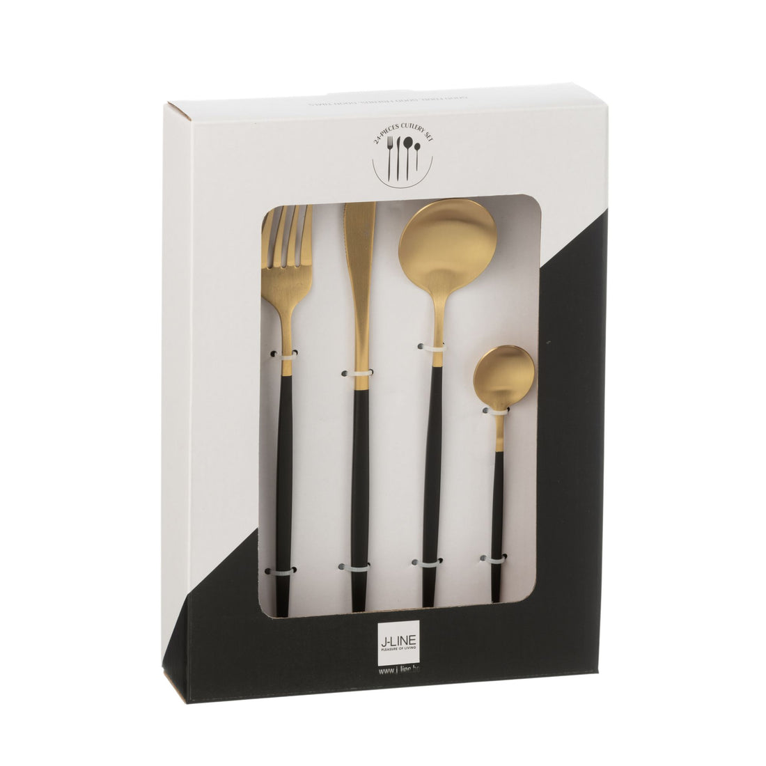 Cutlery Set Box A 24 Pieces Stainless Steel Gold Black J-Line