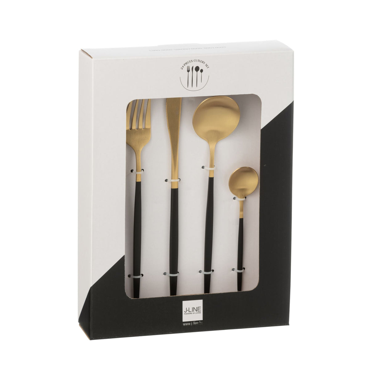 Cutlery Set Box A 24 Pieces Stainless Steel Gold Black J-Line
