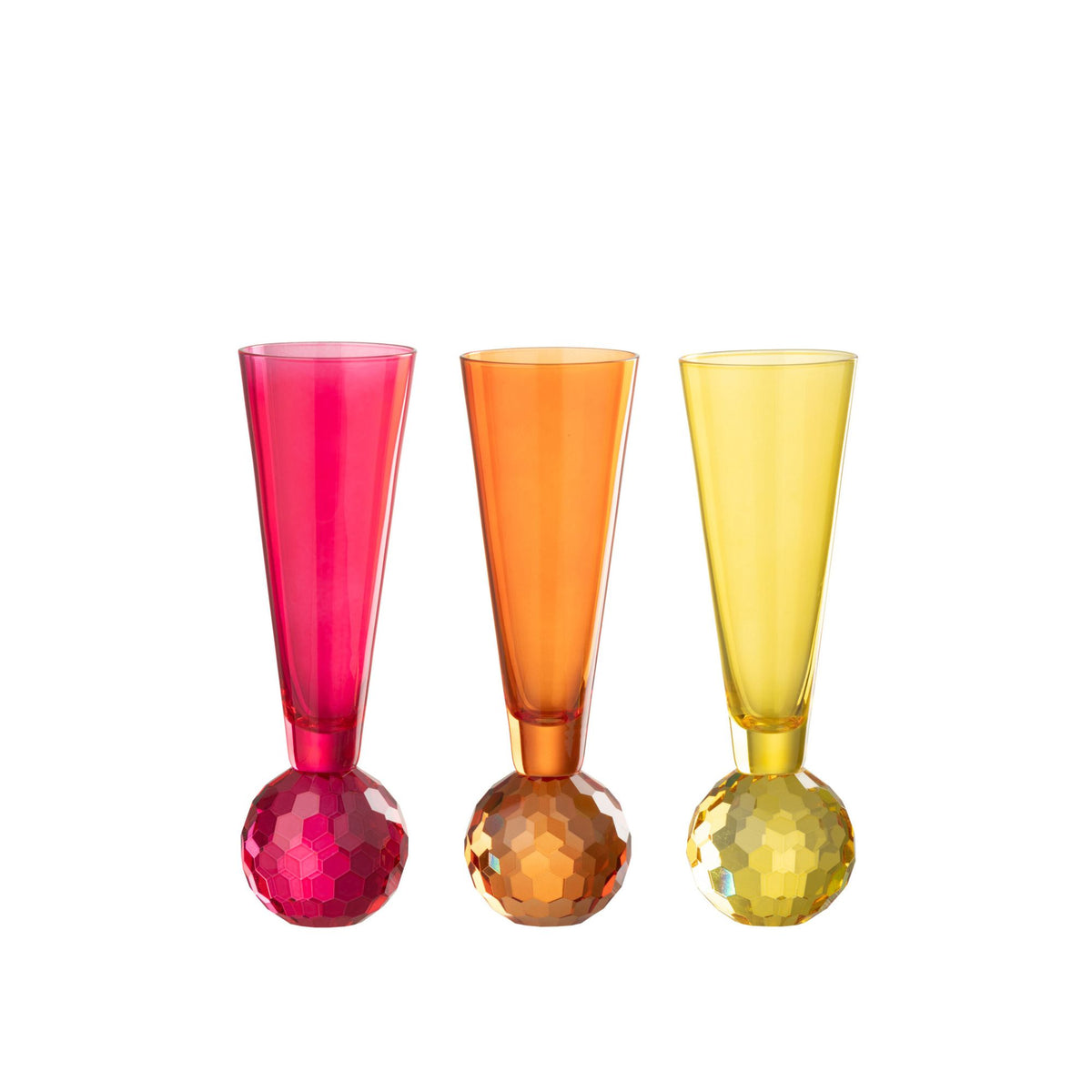 Champagne Glass Ball Glass Yellow/Orange Set of 3 J-Line
