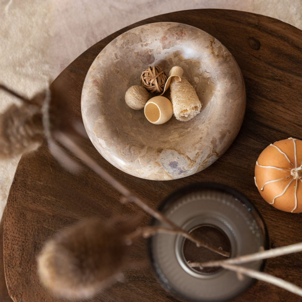 Luxury Marble Bowl Low Beige Large J-Line