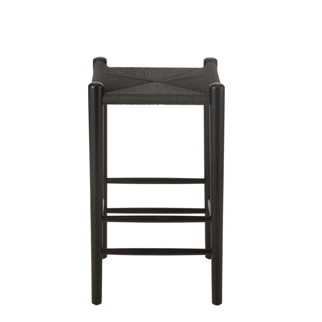 Bar stool Oriental Beech Wood/Rope Black J-Line
