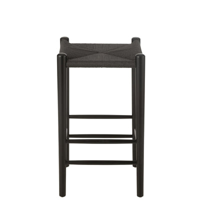 Bar stool Oriental Beech Wood/Rope Black J-Line
