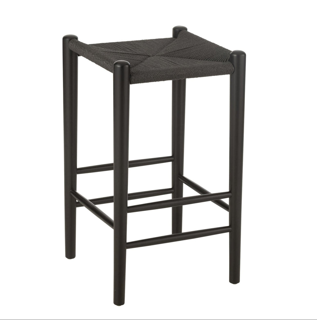 Bar stool Oriental Beech Wood/Rope Black J-Line