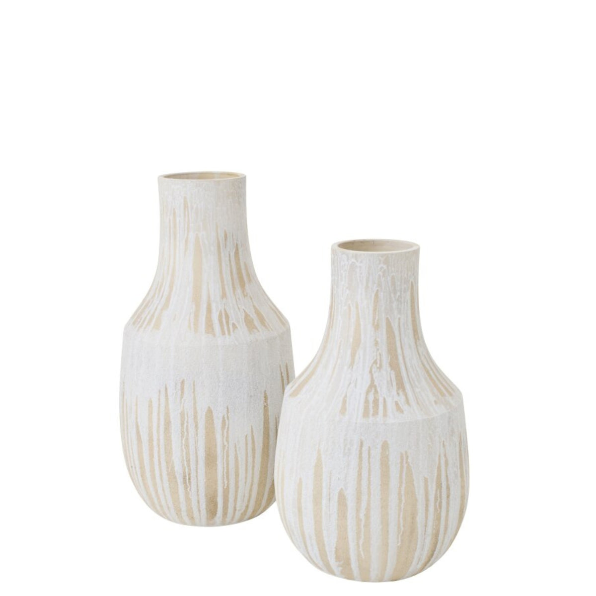 Floor Vase Ceramic White/Light Beige Large J-Line
