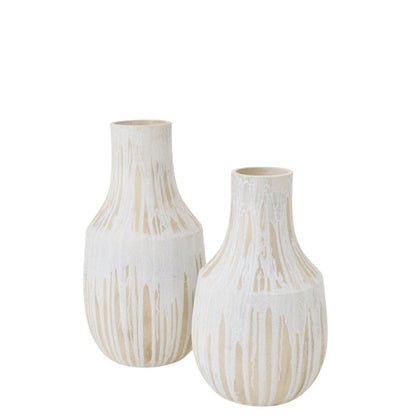 Floor Vase Ceramic White/Light Beige Large J-Line