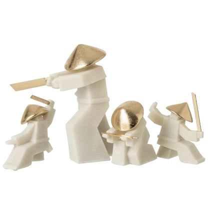 Figurine Martial Arts Resin White/Gold Assortment Of 3 J-Line