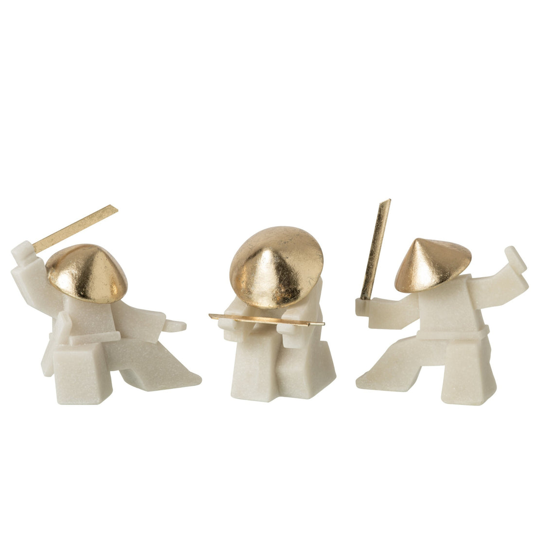 Figurine Martial Arts Resin White/Gold Assortment Of 3 J-Line