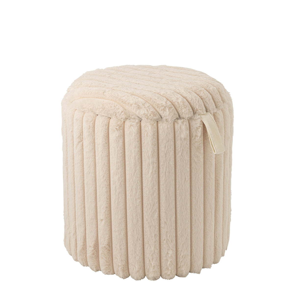 Pouf + Ribbed MDF Lid Beige J-Line