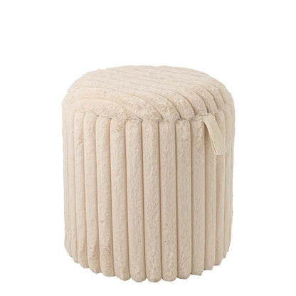 Pouf + Ribbed MDF Lid Beige J-Line