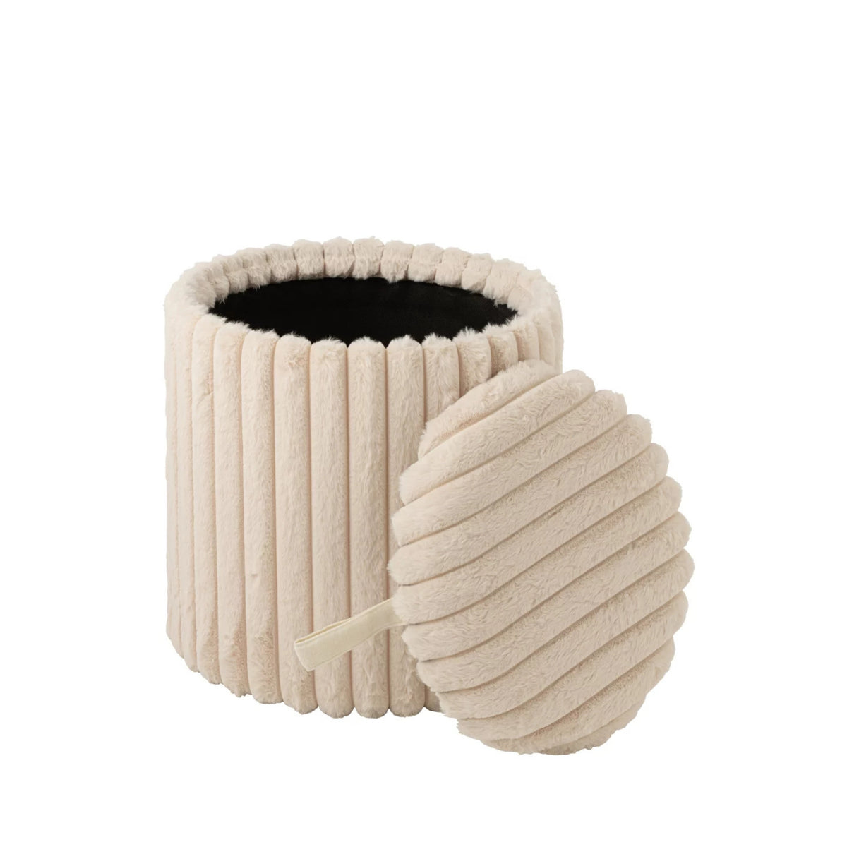 Pouf + Ribbed MDF Lid Beige J-Line